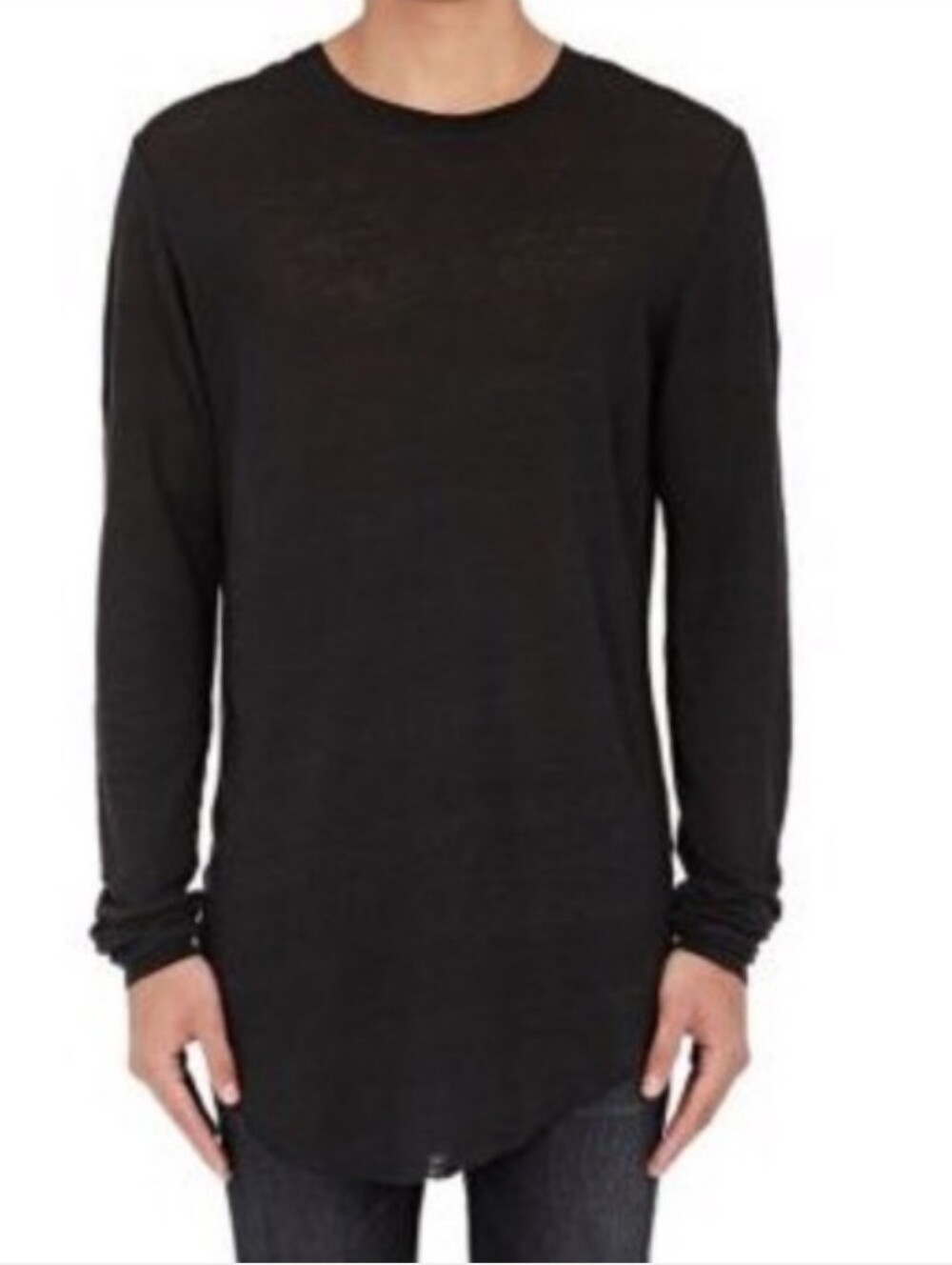 NWT IRO PARIS MENS 100% Linen X Long Sleeve T-Shirt Black S Relaxed Fit Tall